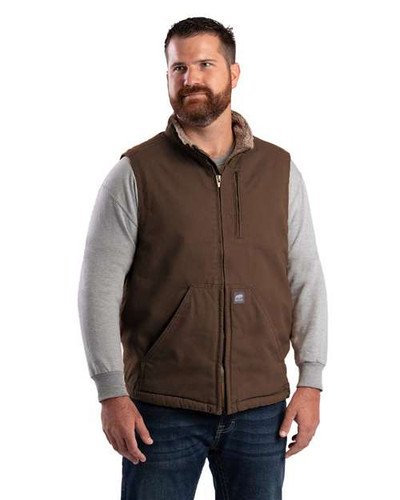 Berne Apparel V818 Men's Heartland Sherpa-Lined Washed Duck Vest