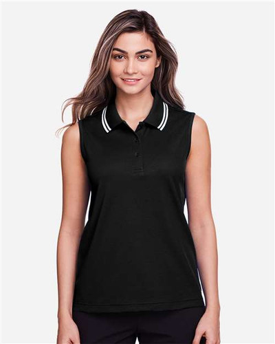 Devon & Jones DG20SW Women's CrownLux Performance® Plaited Tipped Sleeveless Polo