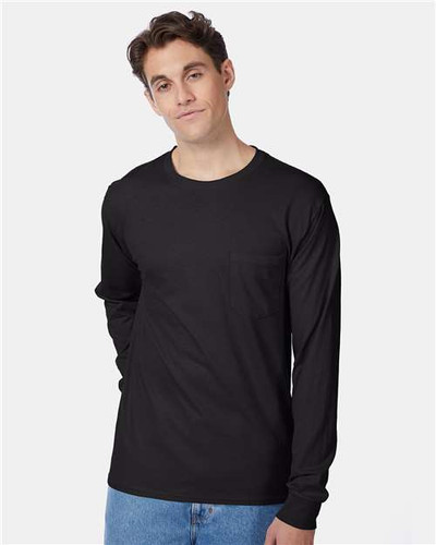 Hanes 5596 Men's Authentic Long Sleeve Pocket T-Shirt