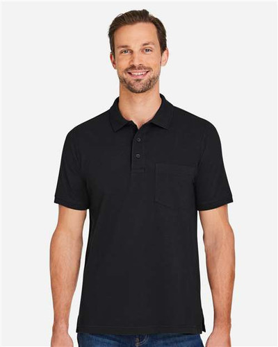 Harriton M205P Men's Valiant Cotton Snag Protect Pocket Polo
