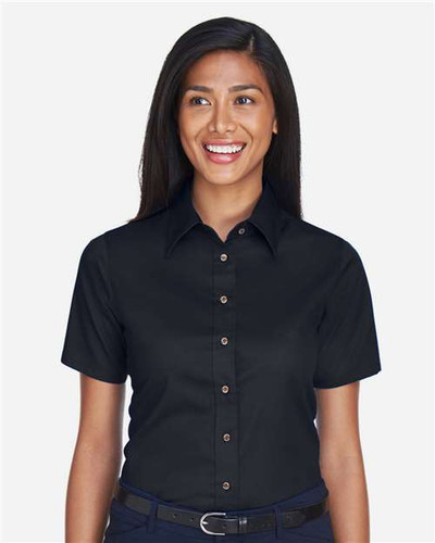 Harriton M500SW Women's Easy Blend™ Short Sleeve Twill Dress Shirt with Stain-Release