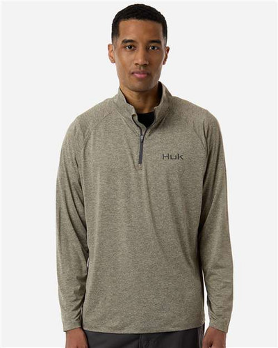HUK H1200715 Men's Airweight Heather Quarter-Zip Pullover