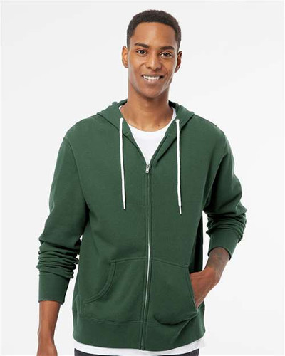 Independent Trading Co. AFX90UNZ Unisex Lightweight Full-Zip Hooded Sweatshirt