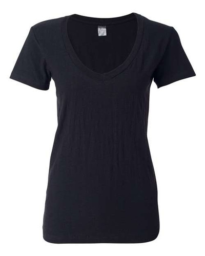 J. America 8169 Women's V-Neck Slub T-Shirt