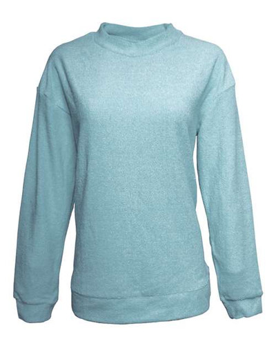 J. America 8428 Women's Weekend Terry Mock Neck Pullover