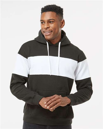 J. America 8644 Men's Varsity Fleece Colorblocked Hooded Sweatshirt
