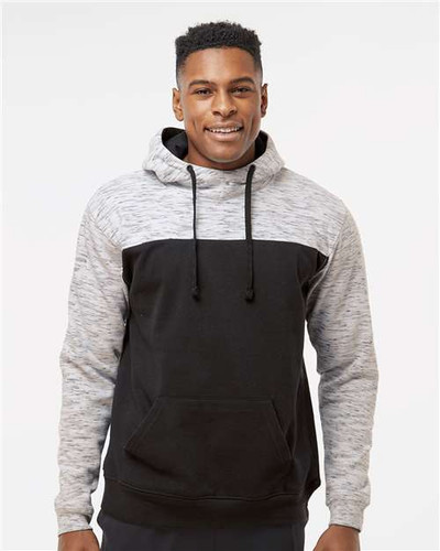 J. America 8676 Men's Mélange Fleece Colorblocked Hooded Sweatshirt