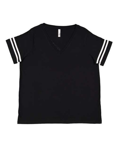 LAT 3837 Women's Curvy Collection Vintage Football T-Shirt