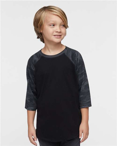 LAT 6130 Youth Baseball Fine Jersey Three-Quarter Sleeve Tee