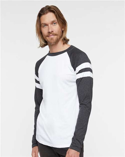 LAT 6934 Unisex Fine Jersey Mash Up Long Sleeve Tee