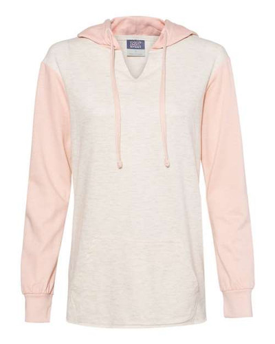 MV Sport W20145 Women’s French Terry Hooded Pullover with Colorblocked Sleeves