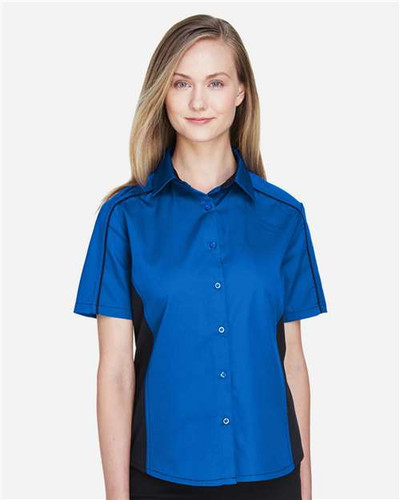 North End 77042 Women's Fuse Colorbloack Twill Short Sleeve Shirt