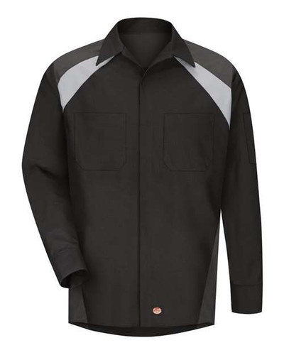 Red Kap SY18T Men's Tall Long Sleeve Tri-Color Shop Shirt