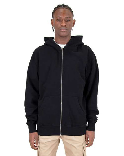 Shaka Wear SHGDZ Unisex Max Heavy Fleece Garment-Dyed Double-Zip Hooded Sweatshirt
