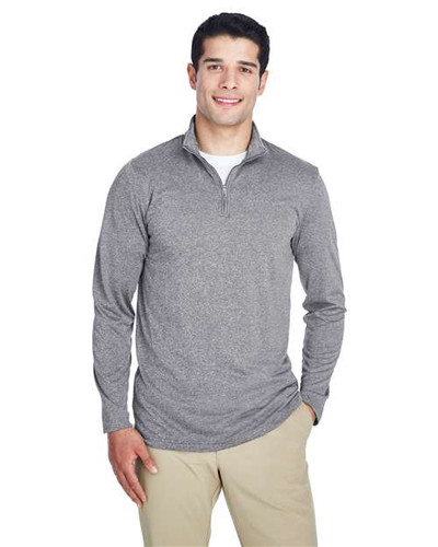 UltraClub 8618 Men's Cool & Dry Heathered Performance Quarter-Zip Pullover