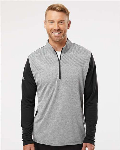 Adidas A522 Men's Ultimate365 Heather Block Print Quarter-Zip Pullover