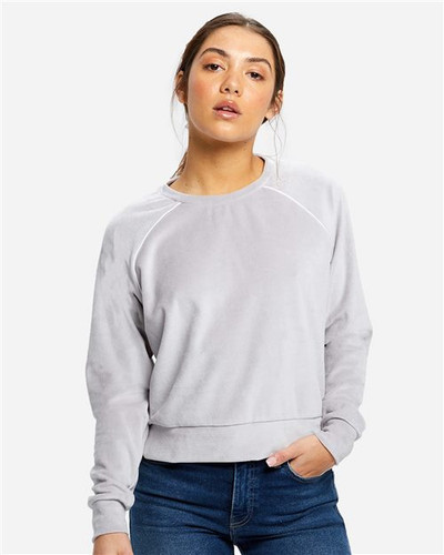 US Blanks US538 Women's Velour Cropped Long Sleeve Pullover Top