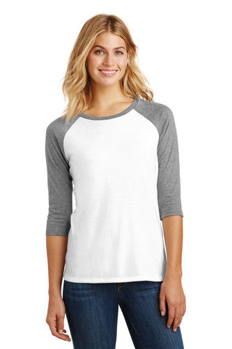 District DM136L District Women's Perfect Tri 3/4-Sleeve Raglan