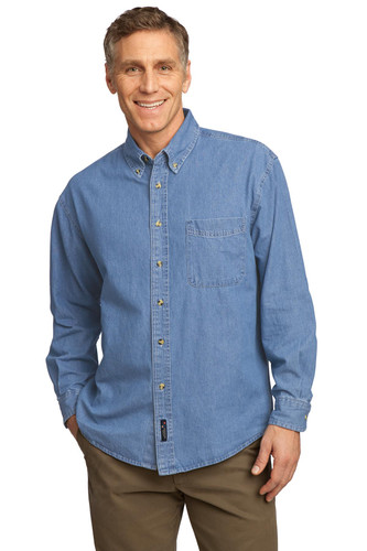 Port & Company SP10 Long Sleeve Value Denim Shirt