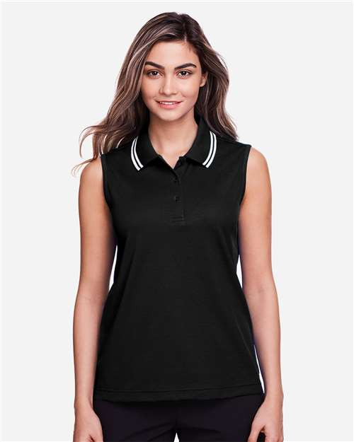 Devon & Jones DG20SW Women's CrownLux Performance® Plaited Tipped Sleeveless Polo