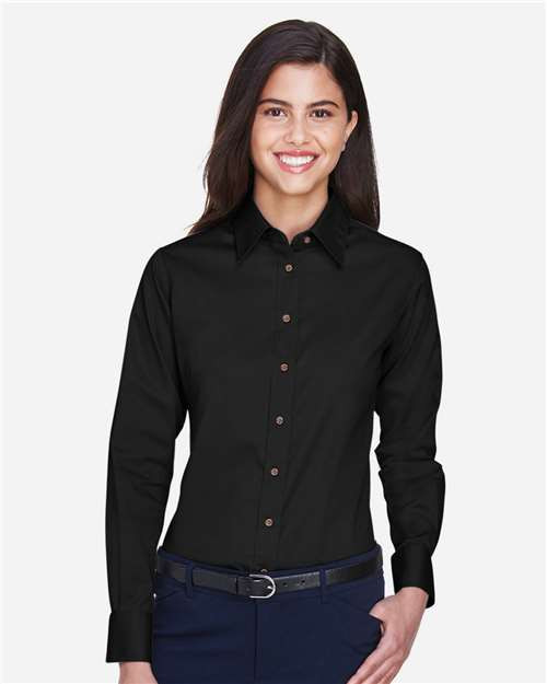 Harriton M500W Women's Easy Blend™ Long Sleeve Twill Dress Shirt with Stain-Release