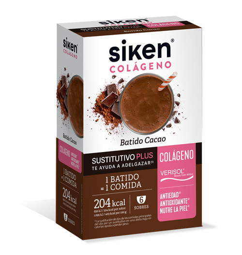 Siken sustituto colágeno batido cacao 6 sobres