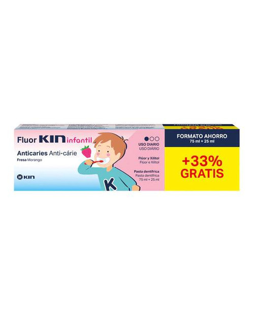 FLUOR KIN. PASTA DENTÍFRICA INFANTIL. Pack Ahorro 75ml+25ml
