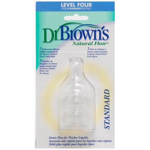 DR. BROWN'S NATURAL FLOW TETINA DE SILICONA ESTANDAR NIVEL 4. Pack de 2 Uds