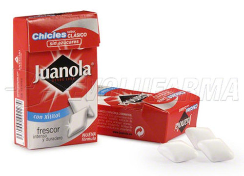 JUANOLA CHICLE SABOR REGALIZ CON XILITOL, 10g