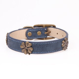 Dog Collar - Leather Bronze Clover
