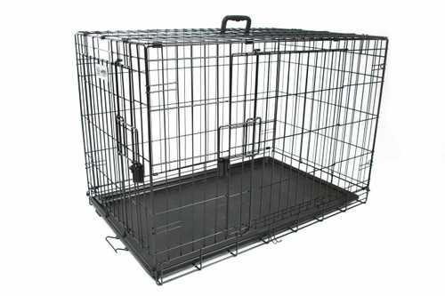 Dog Crate-VOYAGER 2 Door Wire Crate with Anti-escape Lock
