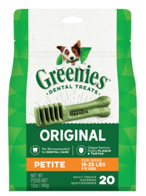 GREENIES Original Petite Natural Dental Care Dog Treats, 12 oz. Pack (20 Treats)