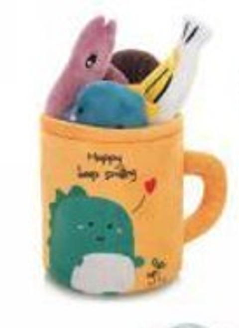 Mug with assorted catnip toys