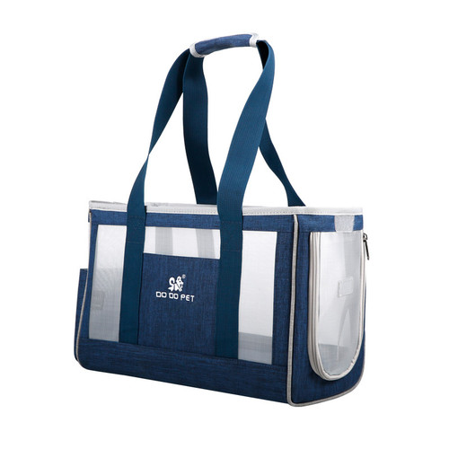 Stylish, breathable duffle cat carrier designed for comfort and safety, holding up to 7 kg.