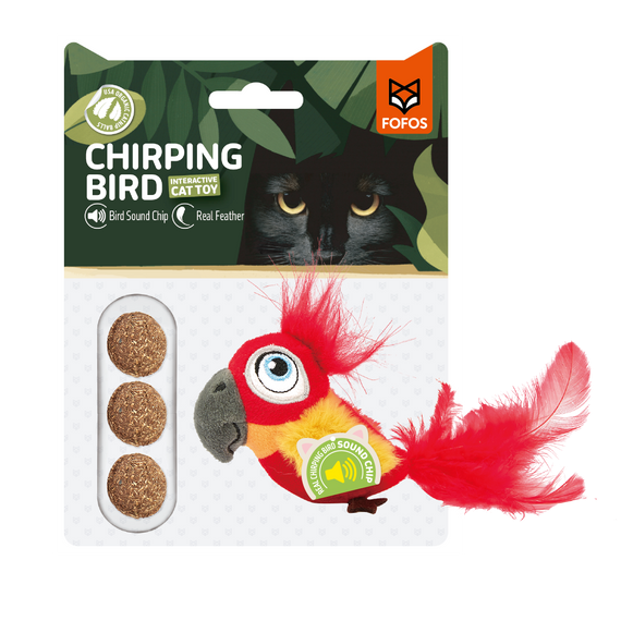 Enticing bird sound chip that mimics real bird chirps
Crafted with real feathers for authentic texture
Includes three replaceable catnip balls for prolonged entertainment