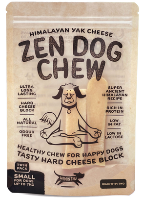 Guide your dog's calm with every chew.
Crafted from an ancient Himalayan recipe, Zen Dog Chews are all-natural, long-lasting treats made to keep your dog peacefully occupied. These protein-rich, low-fat chews are gluten- and lactose-free—making them a wholesome choice for dogs with sensitive tummies. Plus, their firm texture supports stress relief and promotes healthy chewing habits.