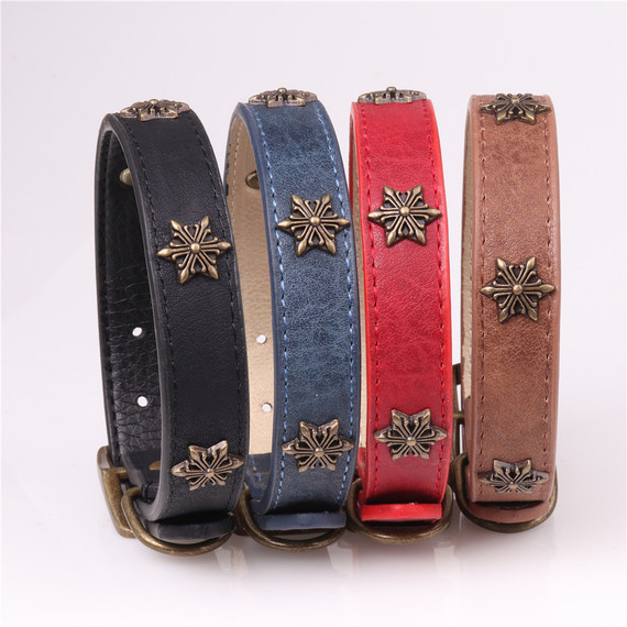 Dog Collar - Leather Bronze Star