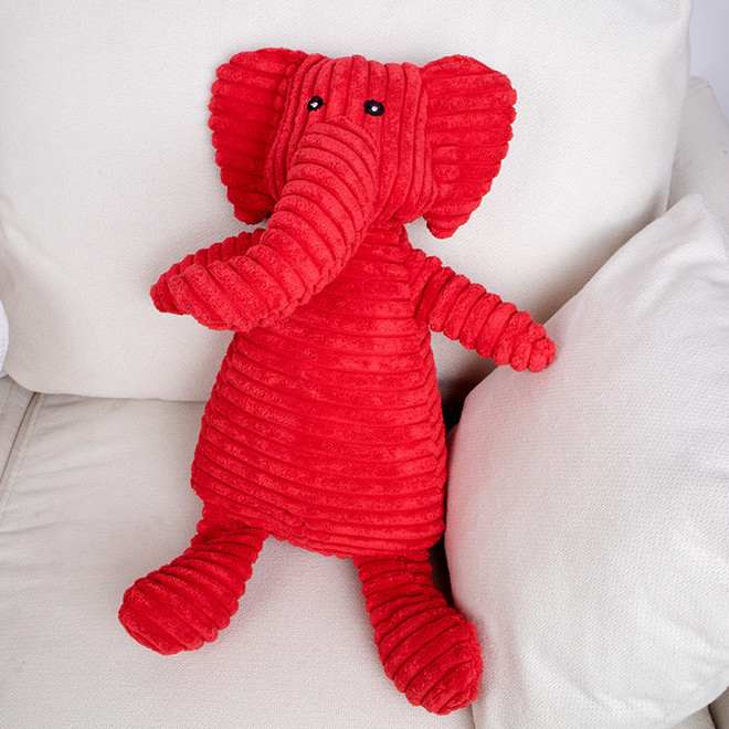 Red Elephant Dog Toy – Soft, cuddly, and fun for gentle play, not for heavy chewers.