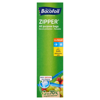 Bacofoil Zipper Bags 1ltr Small 12 Pack