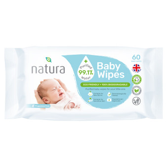 Natura Baby Wipes Purified Water 60 Pack
