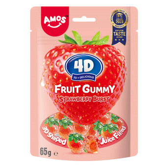 Amos 4D Fruit Strawberry Burst Gummy 65g