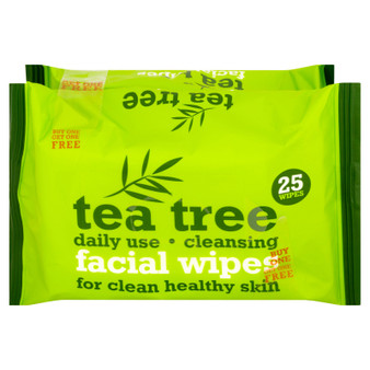XBC Face Wipes Tea Tree Twin Pack 25 Pack