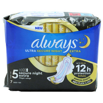 Always Ultra Secure Night Wings Size 5 7 Pack