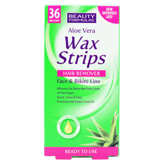 Beauty Formulas Wax Strips Aloe Vera Face & Bikini 36 Pack