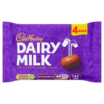 Cadbury Dairy Milk Chocolate Bar 108.8g 4 Pack Multipack