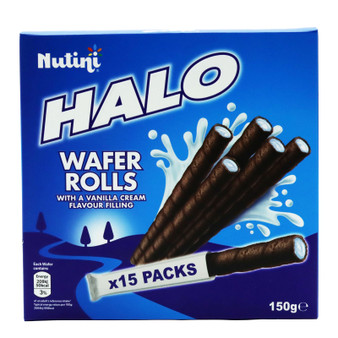Nutini Halo Wafer Roll Vanilla 150g 15 Pack