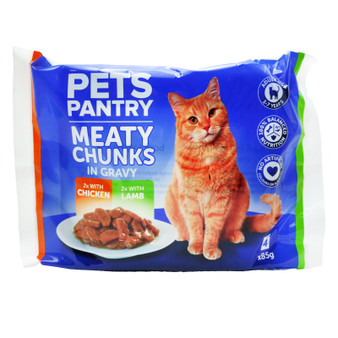 Pets Pantry Meaty Chnks Gravy Cat 340g 4 Pack