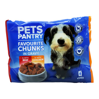 Pets Pantry Fav Chunks Gravy Pouch 400g 4 Pack