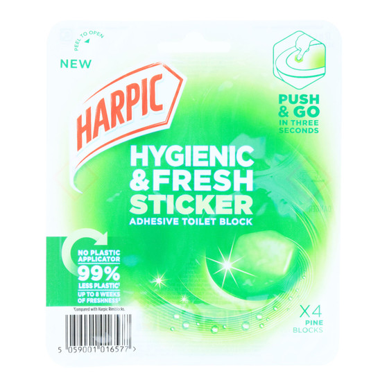 Harpic Hygienic & Sticker Toilet Block Pine 4 Pack