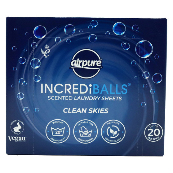 Airpure Incrediballs Laundry Sheets Clean Skies 20 Wash